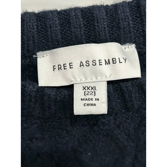 Free Assembly NEW Navy Cable Knit Short Sleeve Sweater Sz XXXL - Picture 5 of 9